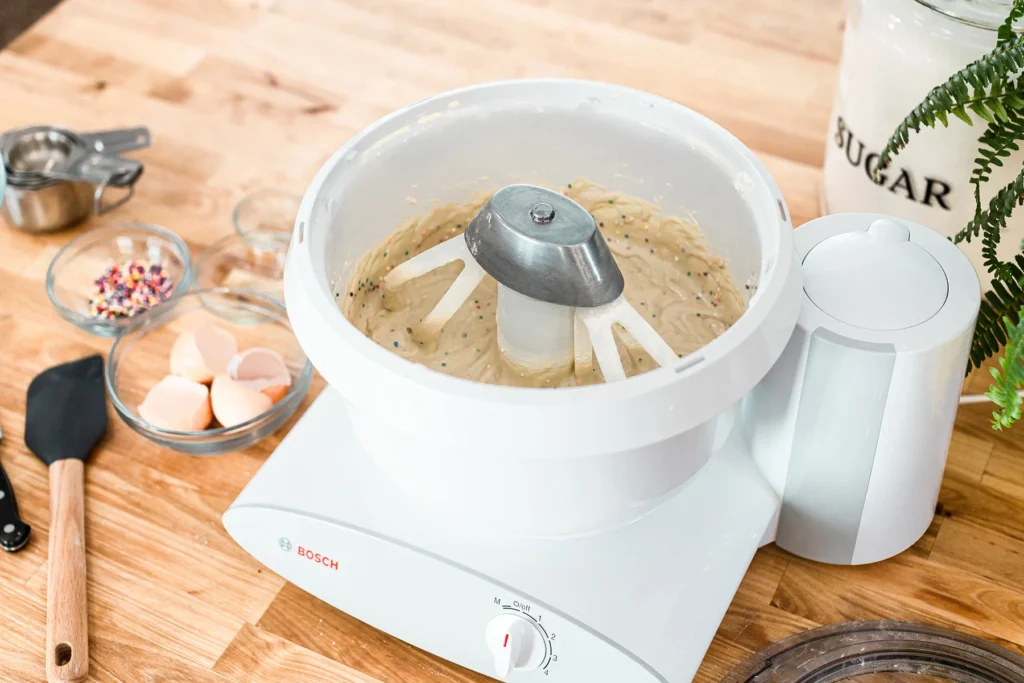 The Bosch Universal Plus Stand mixer and a batch of dough